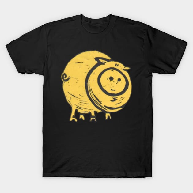 Pig, A Big, Fat, Yellow Pig, what's not to love about piggies?! T-Shirt by krisevansart